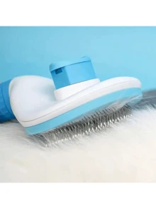 1 pieza/2 piezas Peine quitapelo para mascotas, peine de dientes finos para mascotas, quita pulgas, con botón de presión para eliminar pelusa, peine para desenredar, cepillo de belleza automático para perros y gatos. En primavera y verano, cuando las mascotas mudan su pelaje, este puede eliminarse de manera efectiva. - Multicolor - Ver 10