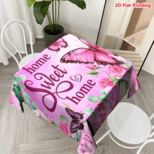 1/20pcs Pink Butterfly Rose Pattern Tablecloth, Warm Home Design, Made Of Polyester Fabric, Woven, Suitable For Picnic, Camping, Wedding, Birthday, Buffet, Spring Decoration And Home Decor - MultiWarna - View 8