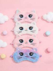 1pc/4pcs Kids Comfortable Blackout Cute Cartoon Plush Cat Sleep Mask, Silky Soft, Sleep Aid, Suitable For Daily Comfortable Sleep, Gift Giving - Multicolor - View 2