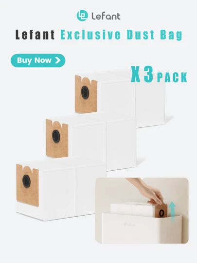  Lefant Bag Replacement Kit Suitable For Lefant Base Station,Lefant Exclusive Dust Bag, Dust Bags For Lefant Robot Vacuum Base Stations (3 Packs)