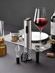 6-In-1 Electric Automatic Rechargeable Bottle Opener, Includes Bottle Opener, Vacuum Stopper, Wine Aerator, Capsule Cutter, Display Stand And USB Charging Cable, Silver - Multicolor - View 10