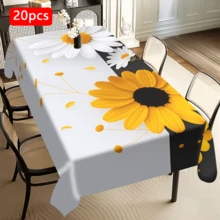 Bộ 20 khăn trải bàn họa tiết hoa cúc và hướng dương mùa xuân, thích hợp cho dã ngoại, cắm trại, đám cưới, sinh nhật, tiệc buffet, làm từ polyester, dệt, trang trí nhà cửa. - Nhiều màu - Xem 14