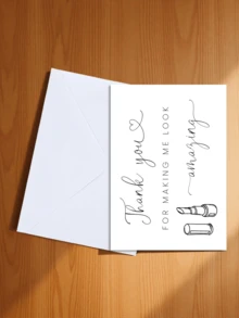 1pc Stylish Lipstick Design Wedding Thank You Card, Suitable For Gifting To Makeup Artist - A - View 7