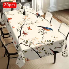 1/20 khăn trải bàn, họa tiết chim và hoa nhiều màu sắc, chủ đề mùa xuân, chất liệu polyester, dệt máy, thích hợp cho dã ngoại, cắm trại, đám cưới, sinh nhật, tiệc buffet, trang trí nhà cửa. - Nhiều màu - Xem 11