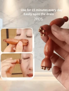 2pcs Facial Massage Tools - Small Lotus Pure Brass Facial Gua Sha Scraping Gua Sha Massage Stick Acupressure Bar Skincare Tool - Multicolor - View 11