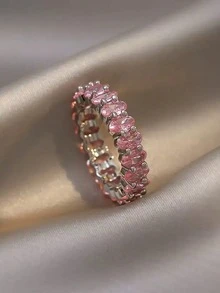1 buc Inel Oval din Argint Sterling S925 cu Strasuri Incrustate, Bijuterii Delicate pentru Femei, Cadou Potrivit pentru Purtare Zilnică, Întâlniri, Anul Nou, Ziua Îndrăgostiților - Inel oval cu diamant - Vizualizare 4