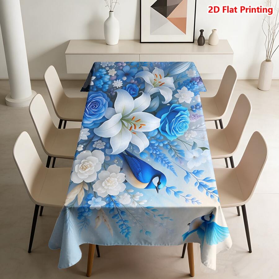1/20 chiếc khăn trải bàn dệt bằng polyester họa tiết hoa màu xanh dương, thích hợp cho dã ngoại, cắm trại, đám cưới, sinh nhật, nhà hàng, nhà bếp tự phục vụ, trang trí nhà cửa mùa xuân. - Nhiều màu - Xem 1