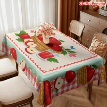 1/20 piezas Mantel con estampado de cesta de manzanas rojas, de poliéster, para picnic, al aire libre, boda, fiesta de cumpleaños, decoración de cocina, decoración del hogar con tema de primavera - Multicolor - Ver 13