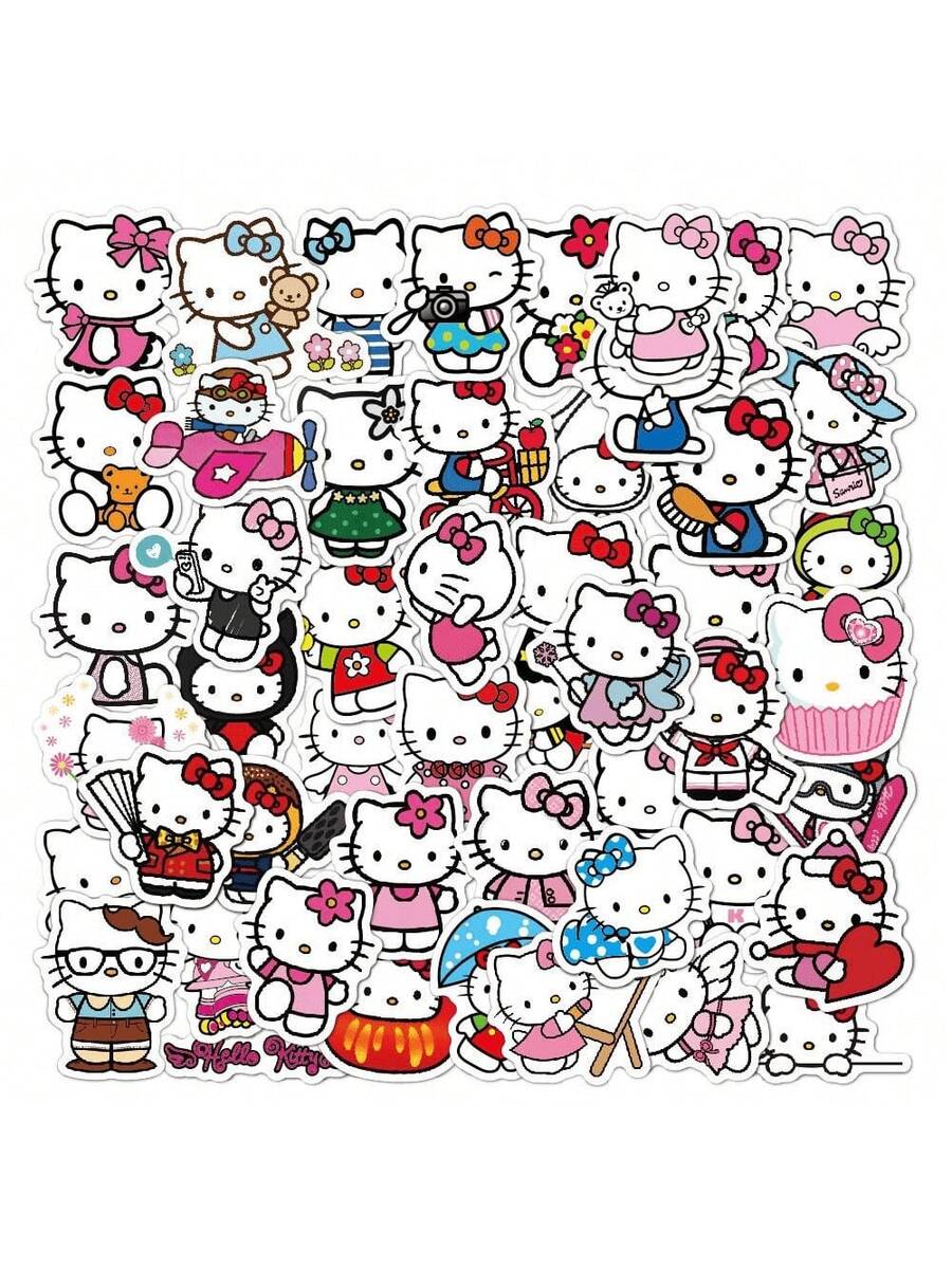 SANRIO 50/120张三丽鸥官方授权贴纸，可爱图案，高品质防水，、、、、系列PVC贴纸，办公标记标签，行李箱、电脑、手机、马克杯、水瓶、桌面装饰，DIY自粘贴纸，生日圣诞礼物，送给家人
