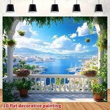 2D Flat - Một banner phẳng 2D sử dụng phông nền chụp ảnh phong cảnh mùa xuân/hè nguyên khối làm từ polyester, thể hiện một thị trấn ven biển với kiến trúc kiểu châu Âu cổ điển và những khu vườn thanh lịch. Banner chụp ảnh đa năng này phù hợp cho... - Nhiều màu - Xem 1