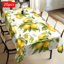 1/20pcs Lemon Floral Pattern Polyester Tablecloth, Woven, Spring Theme, Suitable For Outdoor Picnic, Camping, Wedding, Birthday, Restaurant Dining, Home Decor - Multicolor - View 16