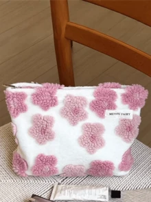 Valentine's Day New Stereoscopic Pink Floral Cosmetic Bag, Storage Bag, Toiletry Bag, Liner Bag, Large Clutch - Pink - View 6