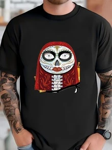Mens Nightmare Before Christmas Sugar Skulls Print 11x17 Movie Style Poster T-Shirt - Black - View 2