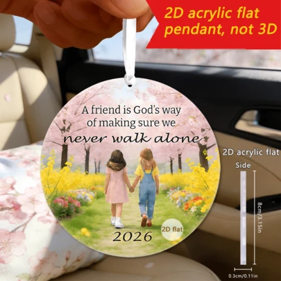 1/4件装 2026 友谊主题装饰品；2D 亚克力平面设计；背包钥匙扣配件；汽车后视镜装饰；卧室装饰；节日礼物