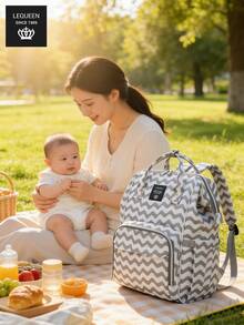 LEQUEEN 1件牛津布新手妈妈包，休闲背包，适合户外旅行，时尚大容量孕妇尿布包，多隔层设计，适合孕妇使用 - 彩色 - 查看 4
