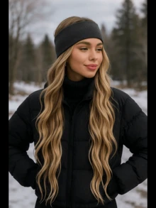 Solid Color Sports Headband, Casual Style, Gym Headband, Hairband, Sweatband, School Supplies, College Women's Autumn/Winter Hair Accessory, Suitable For Holiday Outfits, Women's Elegant Scarf, Ladies Headscarf, Soft Headwrap Women Hair Accessories Elegant Head Scarf - Black - View 1