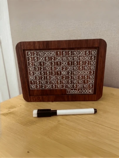 1 Pc Wooden Digit Counting Coin Bank - Large Capacity Piggy Bank For Adults - Coin Storage Up To 10000 Euro With Goal Tracking - High Quality Wooden Piggy Bank With Erasable Pen - Ideal Gift For Friends - Premium Wooden Coin Bank (No Acrylic Plate), (Random Color)