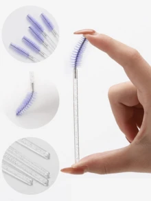 200/100/50/10件套睫毛刷、睫毛膏刷、一次性软毛眉刷、睫毛嫁接刷、眉刷、蓖麻油刷（薰衣草紫），赠品 - 淡紫色 - 查看 5