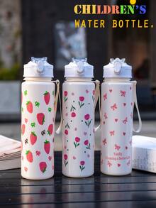 1 pezzo Borraccia da 750ml per bambini, borraccia per studenti, regalo carino per ragazze e ragazzi, tazza con cannuccia, adatta per uso all'aperto, a scuola, sport, ritorno a scuola, laurea, portatile, con decorazioni a fiocco, ciliegia, a forma di cuore - Multicolore - Visualizzare 7