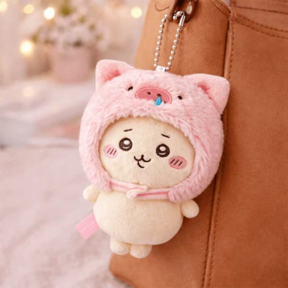 Chiikawa Series Small Standing Plush Pig Head Costume Pendant Charm, Usagi Bag Accessory, Holiday Gift