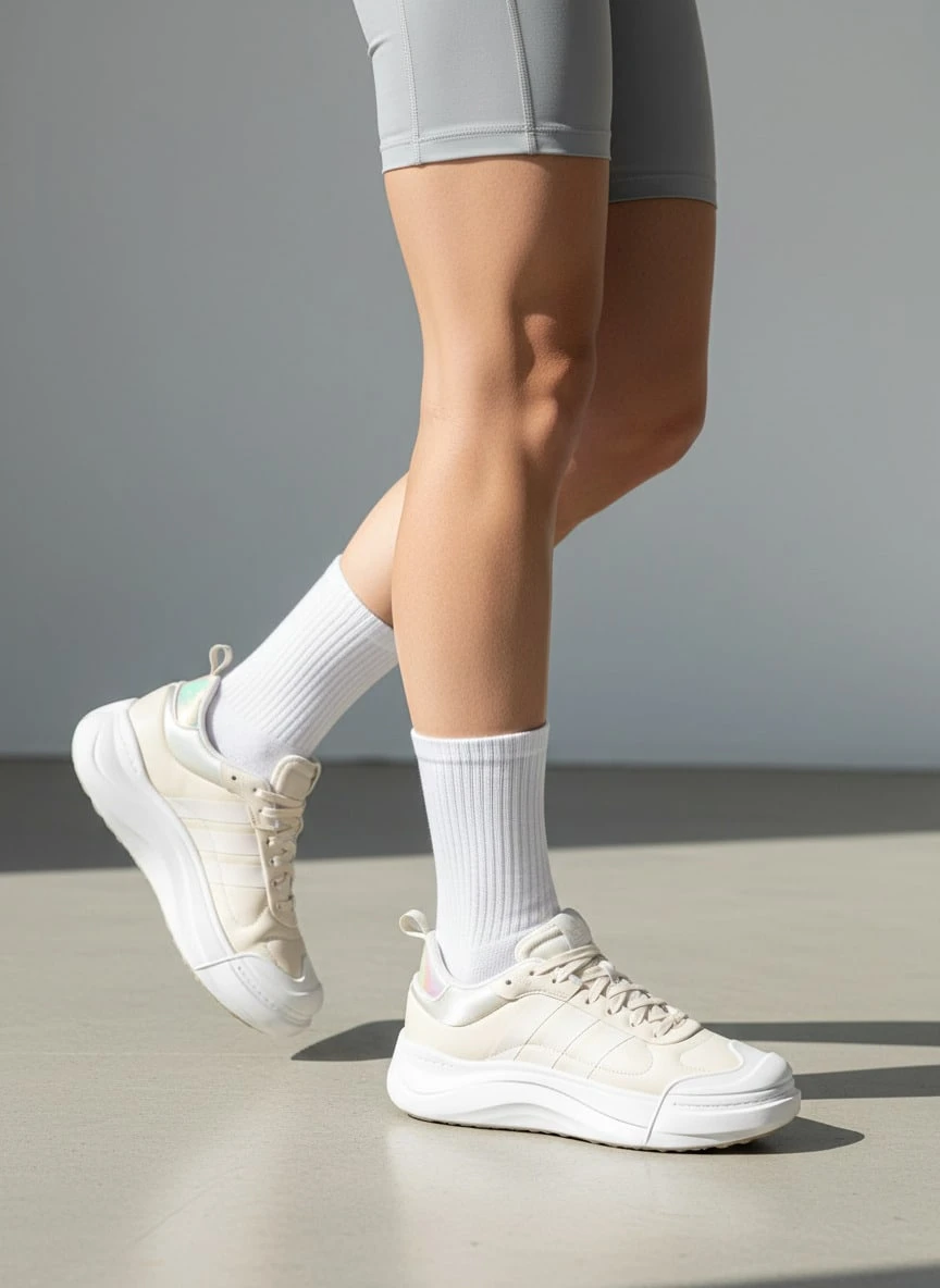 Adidas Originals Adistar XLG Anti-Slip And Wear-Resistant Mesh Upper, Lightweight, Height-Increasing, Comfortable, Versatile, Retro-Style Athletic Casual Shoes, Unisex. - Apricot/white - View 1