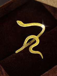 1pc S925 Sterling Silver Smooth Snake Finger Ring, Women's Minimalist Chic Snake Pattern Adjustable Open Ring, Fashionable Versatile Gift