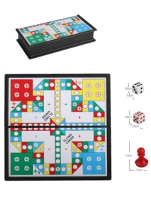 1套磁性国际象棋/飞行国际象棋游戏，小巧可折叠棋盘游戏 - 适合旅行、与亲朋好友聚会、休闲娱乐，也可作为节日礼物 - 彩色 - 查看 4