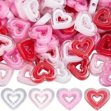 4Amazonia 10颗浪漫亚克力镂空心形珠子，适合制作珠宝、DIY工艺品、手链、项链，也是情人节、父亲节、母亲节的礼物之选。