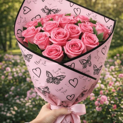 20pcs Floral Wrapping Paper, Gift Wrapping Paper, Heart-Printed Wrapping Paper, Korean-Style Bouquet Wrapping Paper Ribbon, DIY Handmade Gift Wrapping Decorative Floral Materials, Wrapping Paper, Tulle Paper, Bouquet Supplies, Purple Tulle Paper, Suitable For Gift Bags And Packaging, Valentine's Day, Multicolor Gift Wrapping Paper, Valentine's Day Gift Wrapping Paper, Birthday Art Paper Crafts.