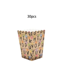 10pcs/30pcs/50pcs Spooky Rustic Alphabet Paper Popcorn Boxes Disposable Retro Popcorn Bowls Square Buckets Containers Tub Paper Cups Holders Party Decorations Retro Scary House Run Themed Plates For Boys Girls Holiday Stranger Birthday Party Supplies - Multicolor - View 9
