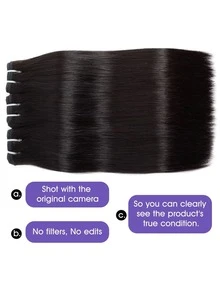 15A 超强双拉真人发束 1 束 18 20 22 24 英寸直发 100% 真人发 未经加工 巴西 Remy 处女发 接发 快速编织 自然黑 女性专用 - SNatural - 查看 4