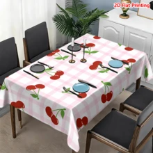 1/20pcs Cherry Pattern Pink Plaid Tablecloth, Polyester Fabric, Woven, Suitable For Picnic, Camping, Wedding, Birthday, Buffet Restaurant And Spring Home Decor - Multicolor - View 17