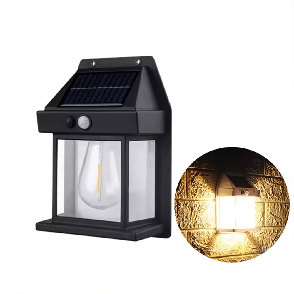 Luces Solares de Pared para Exteriores, Luz LED de Decorativos del Aplique Solar Impermeable, iluminación para Jardín, Patio, Garaje, Porche, Casa - Negro - Ver 1