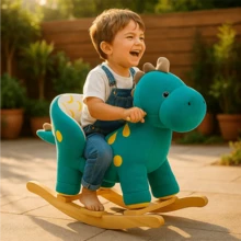 Mecedora De Peluche Montable Para Niños De Madera - Dinosaurio - Ver 7