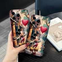 Disney What Mickey Mouse Inspired Phone Case Decorated With A Heart Balloon Pattern. Compatible With IPhone 17, 16, 15, 14, 13, 12, And 11 Pro Models. Made Of TPU With Shockproof Protection. It's A Great Gift For Family, Friends, Birthdays, Holidays, And Valentine's Day. - 棕色 - 查看 5