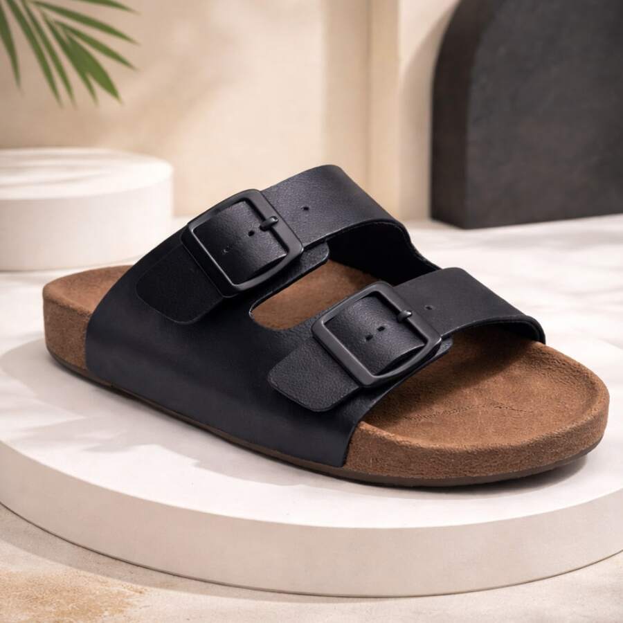 Unisex Adjustable  Sandal, Plain, Casual - màu đen - Xem 1