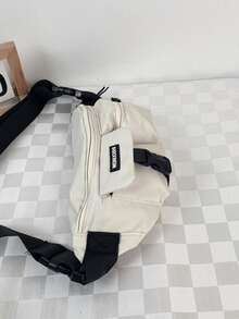 男士时尚休闲百搭纯色腰包 - 白色 - 查看 6