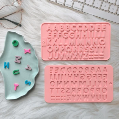 Silicone Mold With Numbers 0-9 And 26 Letters, Non-Stick Candy Mold With Happy Birthday Cake Decor Pattern, Suitable For Chocolate, Fondant