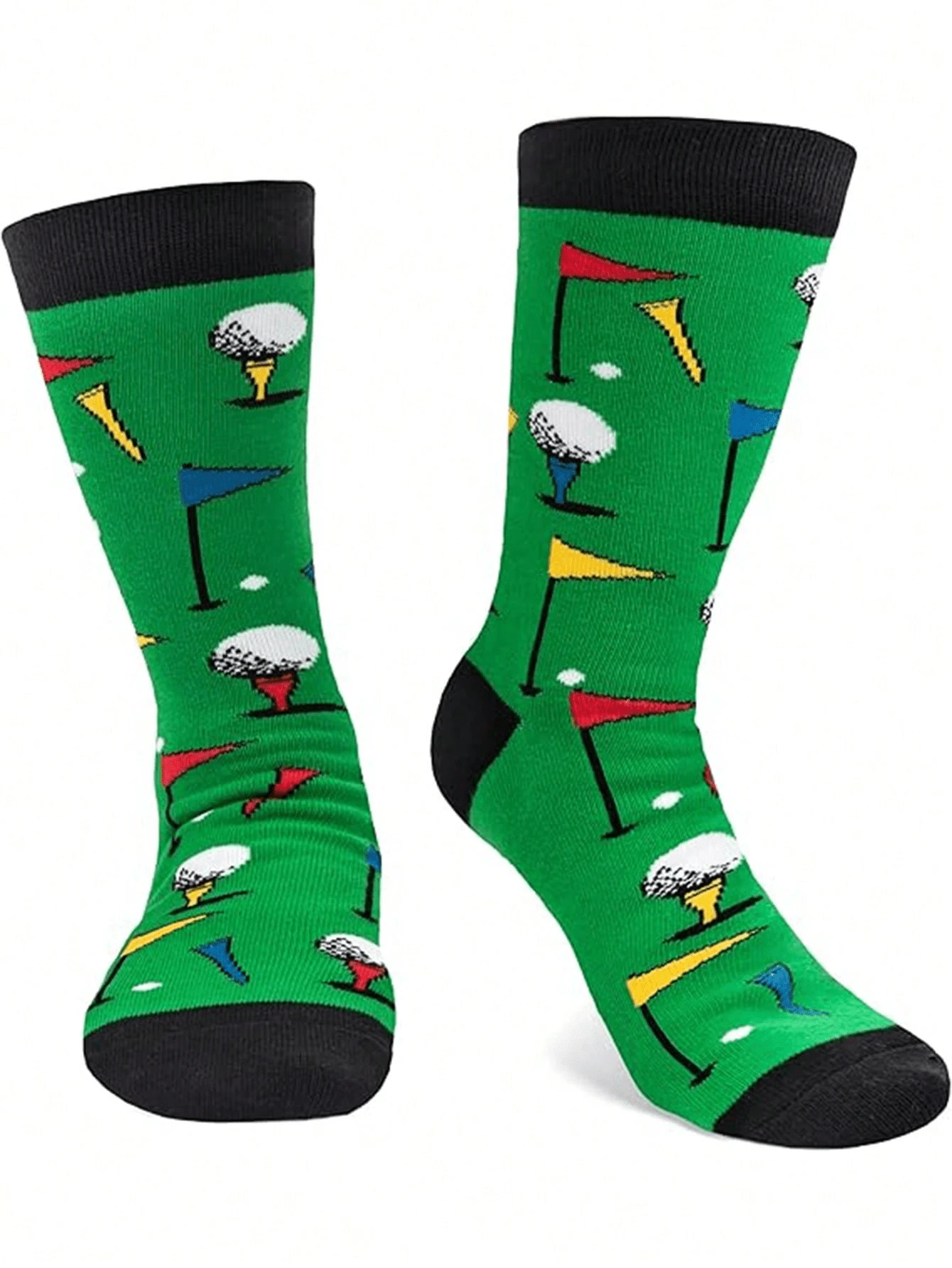 1 Pair Men's Funny Golf Pattern Mid-Calf Socks, Suitable As A Fun Gift For Golfers, Unisex Size, Great For Birthday Or Small Gifts