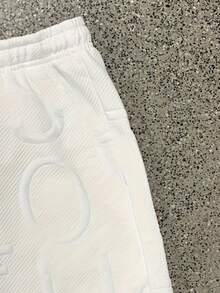 Men's Jacquard Simple Letter Solid Color Casual Versatile Breathable Drawstring Beach Shorts - White - View 8