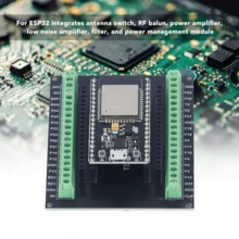 Placa expansión ESP32, compatible NodeMCU-32S Lua 38Pin GPIO. Diseño doble capa, buen contacto y señal estable. Funciones avanzadas: conmutador antenas, convertidor RF, amplificadores, filtros y gestión energía. Soporta modos AP, STA y coexistencia. Segura y confiable, adaptable a diversas aplicaciones. Ideal para duplicar pines GPIO. Componentes de calidad, perfecta para proyectos inteligentes. Tamaño: 77x63mm. Material: FR4. - Negro - Ver 6