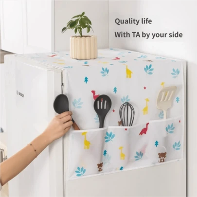 冰箱防尘罩，多功能储物防尘罩，家用印花冰箱罩挂袋，家用防尘罩，洗衣机防尘罩，带多功能电器顶盖和储物袋的冰箱防尘罩，妇女节，旅行必备，婚礼回礼，Y2K，卧室，汽车配件，厨房装饰，婚礼，Y2K，派对