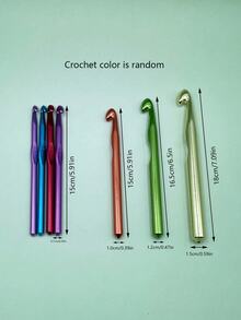 7pcs Jumbo Crochet Hook Set - Oxidized Aluminum Material, Suitable For Bulky Knitting, Great For Blanket & Rug Crochet, Random Color Hooks, Sizes 6.5mm, 7.0mm, 8.0mm, 9.0mm, 10.0mm, 12.0mm, 15.0mm - Multicolor - View 9