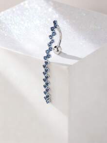 1pc Minimalist Square Zirconia Long Belly Button Rings, Intimate Body Jewelry Accessory For Party - Rectangle - View 5