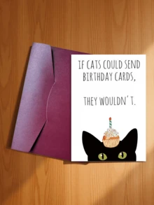 1 张“如果猫咪会寄生日贺卡，但它们不会寄”生日贺卡，附带信封，表达爱意，适合送给朋友、丈夫、男友、妻子、女友、家人、兄弟姐妹、父母、伴侣、同事、同学、爱人和最好的朋友，适合各种场合，例如生日祝福。 - 款式-三 - 查看 6