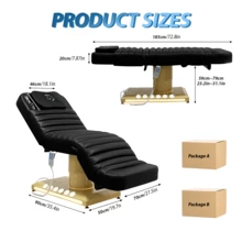 LUXMARS Electric Massage Table,3 Motors Beauty Bed,Adjustable Massage Bed With Removable Headrest,Tattoo Table With Foot Pedal Control,Lash Bed For Facials, Eyelash Extensions, Massage, And Tattooing - Black - View 3