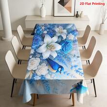 1/20 chiếc khăn trải bàn dệt bằng polyester họa tiết hoa màu xanh dương, thích hợp cho dã ngoại, cắm trại, đám cưới, sinh nhật, nhà hàng, nhà bếp tự phục vụ, trang trí nhà cửa mùa xuân. - Nhiều màu - Xem 17
