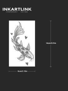 INKARTLINK 1张自然系列装饰贴纸，图案包括鸟、蝙蝠、蜜蜂和金鱼。防水临时人体彩绘纹身，可持续1-2周，果汁纹身图案，适合秋冬季节身体装饰，潮流达人必备，男女通用。 - 黑色 - 查看 10