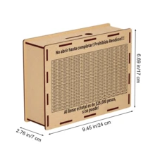 1pc Wooden Cash Savings Coin Bank, Mexican Peso Coin Piggy Bank With Currency Goal And Digit Counter, Large Capacity, DIY Assembly, Best Gift For Friends To Save Money - Multicolor - View 12