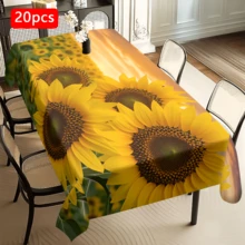 1/20pcs Sunflower Field Tablecloth, Vibrant Sunset Pattern, Polyester Material, Suitable For Outdoor Picnic, Camping, Wedding, Birthday Party, Spring Decor, Home Decor - Multicolor - View 16